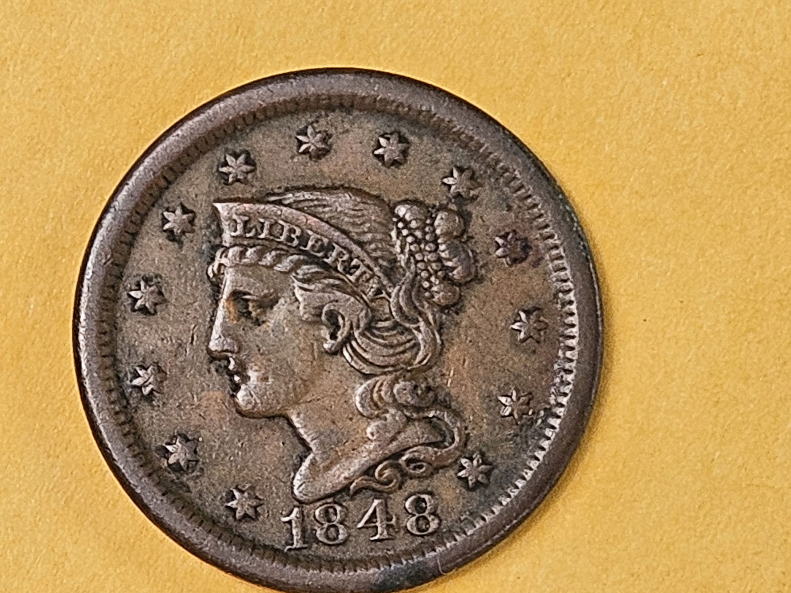 1848 Braided Hair large cent in Extra Fine (1 of 3)