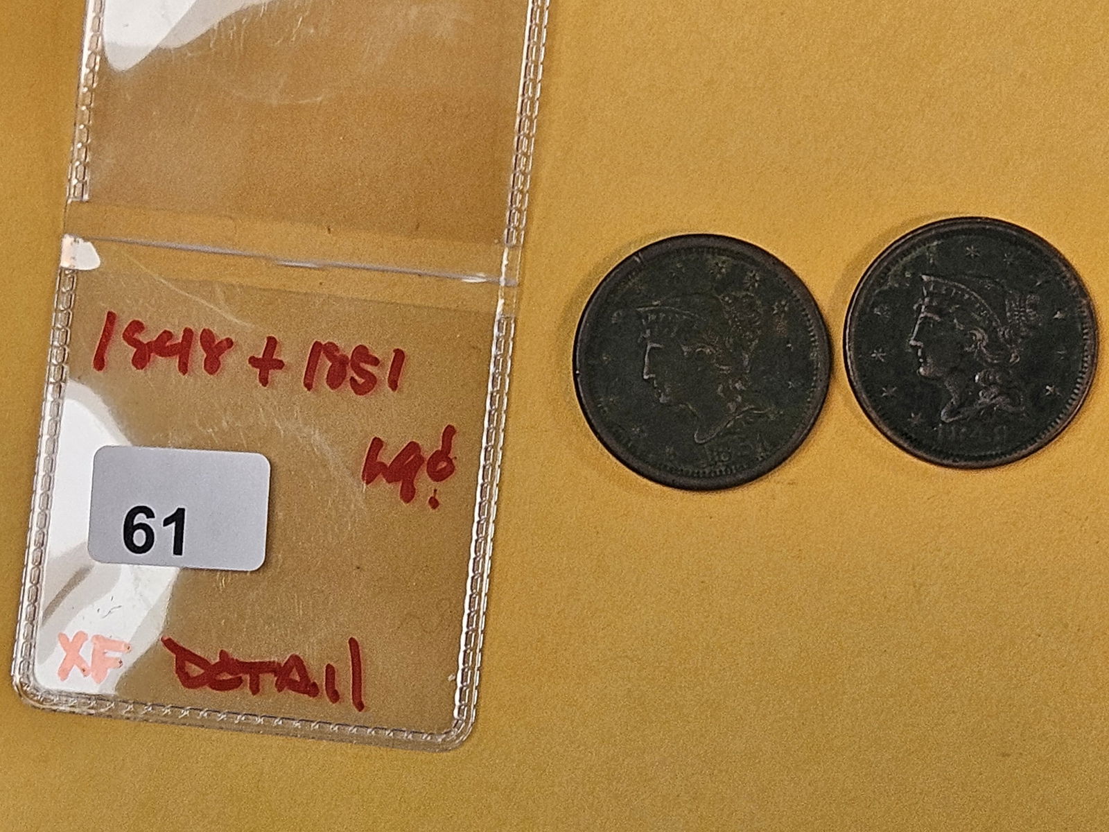 1848 and 1851 Braided Hair large Cents - 2