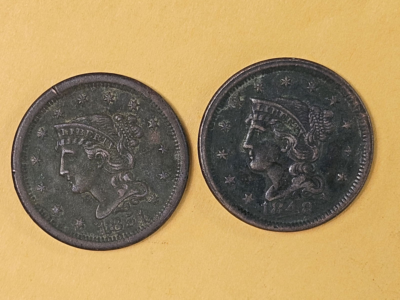 1848 and 1851 Braided Hair large Cents - 3