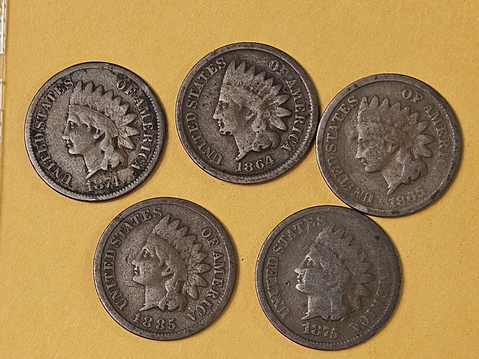 Five Better Date Indian Cents: All in Very Good 