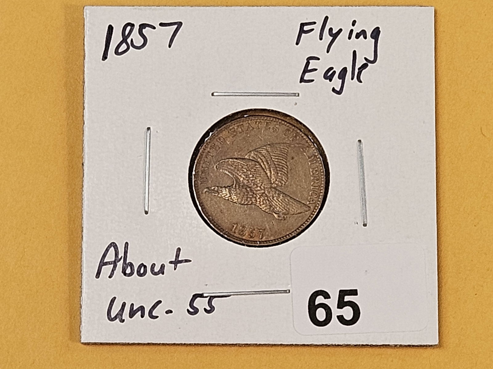 ** 1857 Flying Eagle Cent in About Uncirculated - 55 - 2