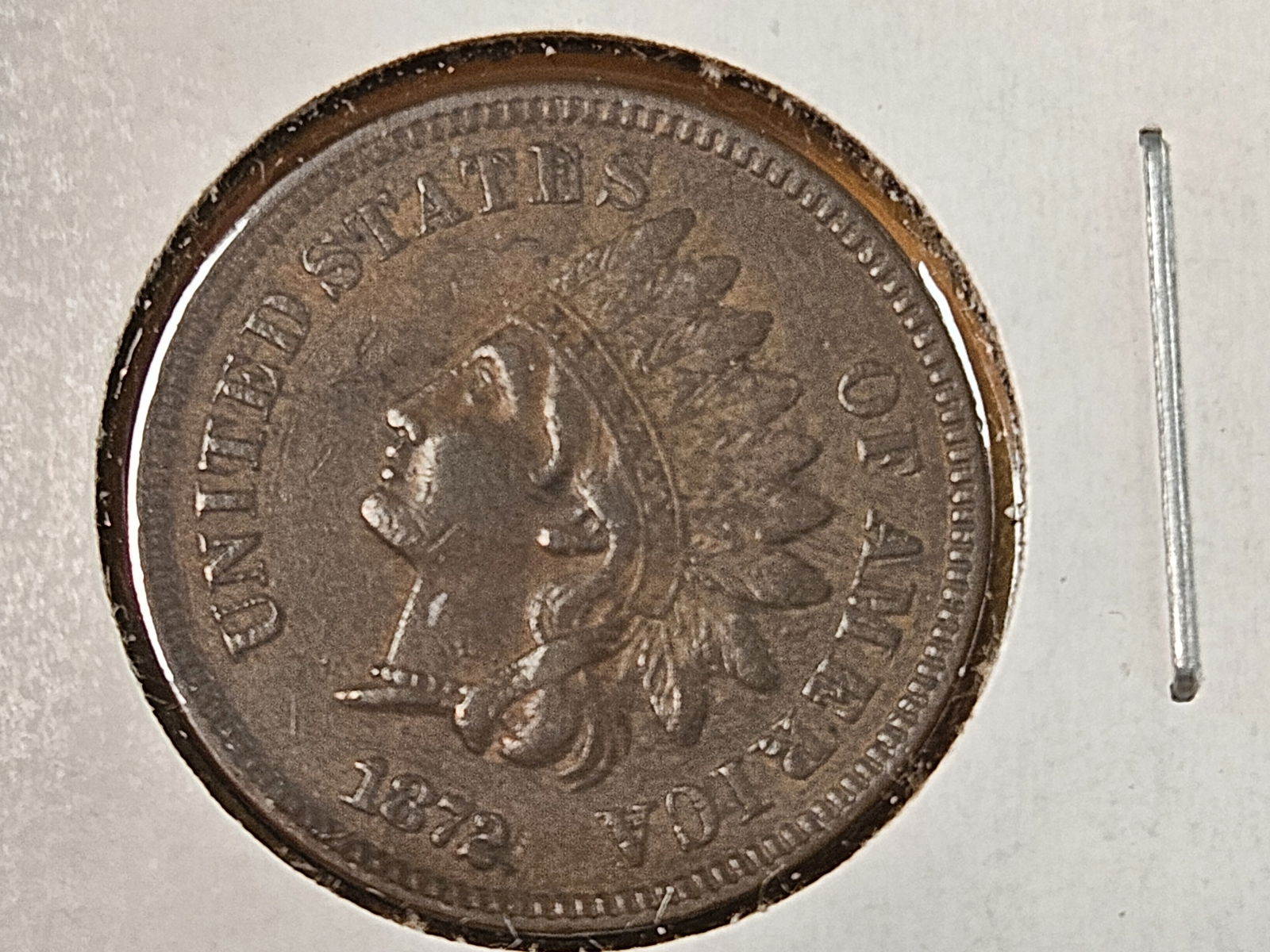 * Semi-Key 1872 Indian Cent in Extra Fine - 4