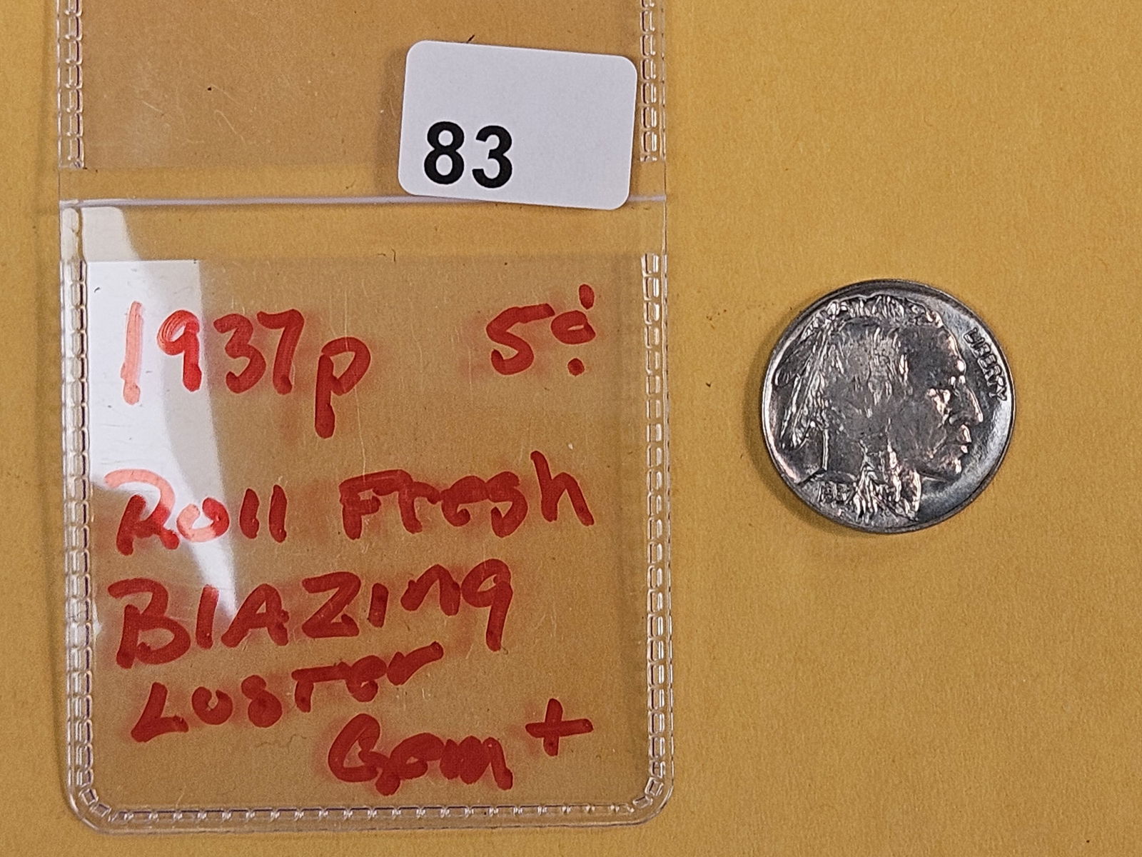 GEM Brilliant Uncirculated 1937 Buffalo Nickel - 2