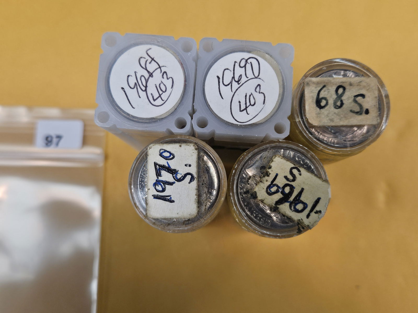 Five Brilliant Uncirculated rolls of Jefferson Nickels: Dates on top. Unchecked, unopened by us