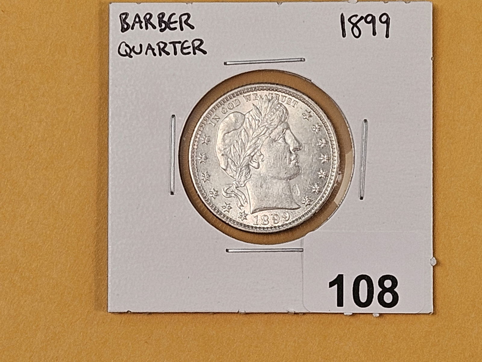 Choice Brilliant Uncirculated 1899 Barber silver Quarter - 2