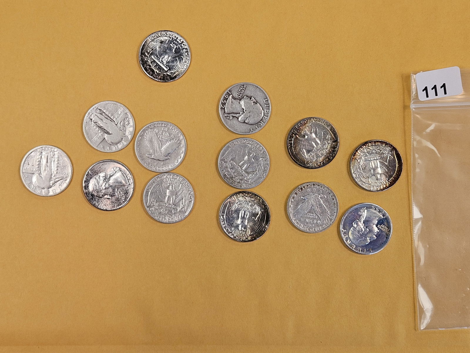 Thirteen mixed silver Quarters (1 of 2)