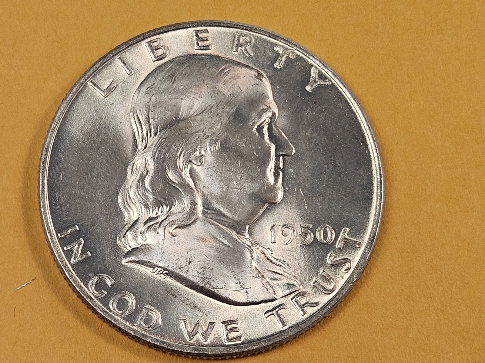 Very Choice Brilliant Uncirculated 1950-D Franklin Silver Half Dollar - 3