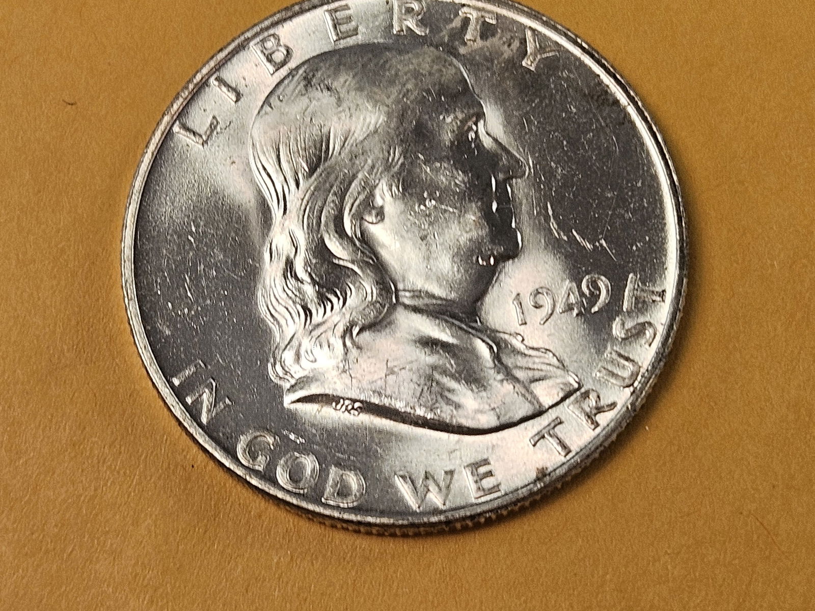 Very Choice Brilliant Uncirculated 1949-D Franklin Silver Half Dollar FBL - 3