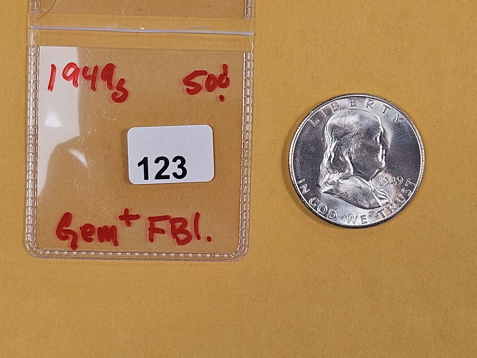 GEM Brilliant Uncirculated Plus 1949-S Franklin half Dollar FBL - 2