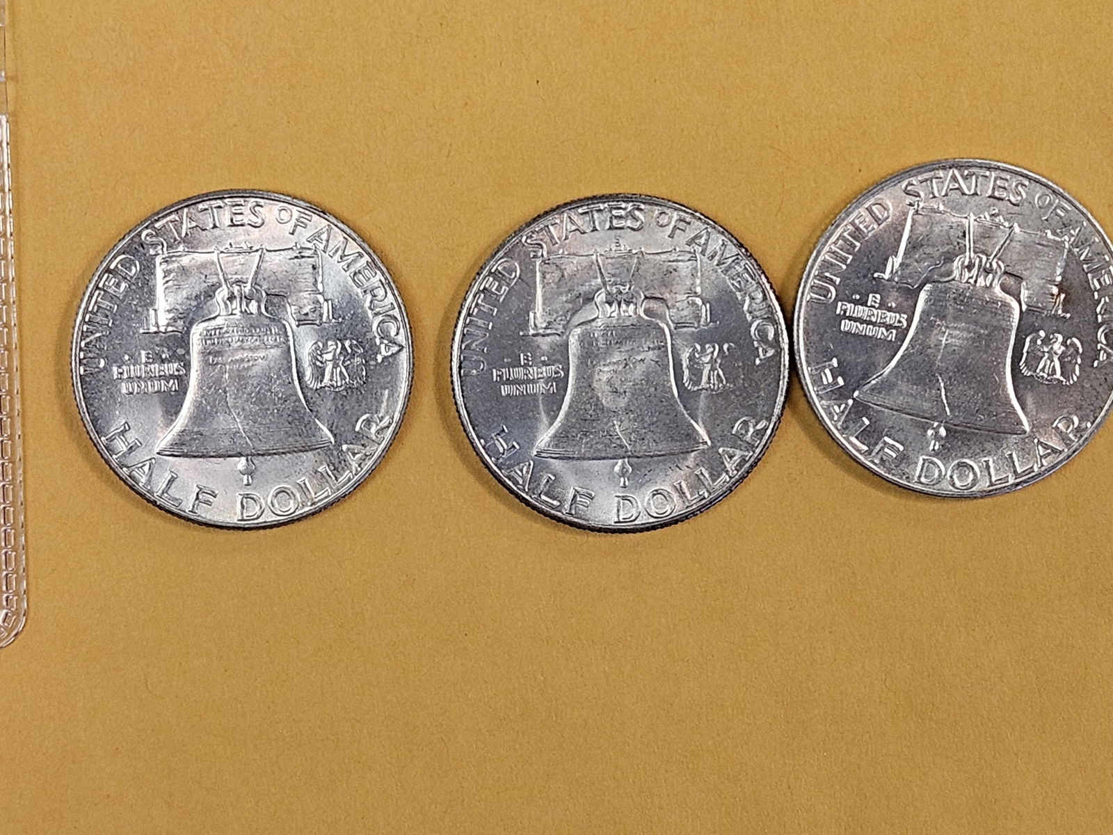 Three Choice to Very Choice Brilliant Uncirculated silver Franklin Half Dollars - 4