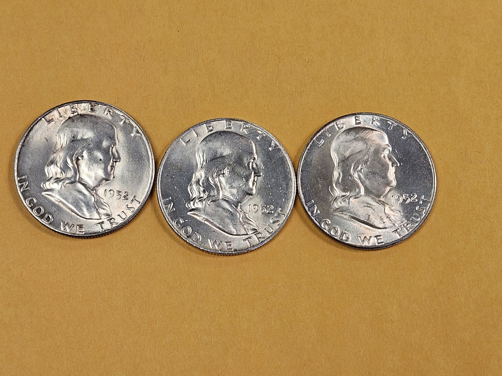 Three Choice Brilliant Uncirculated silver Franklin Half Dollars - 3