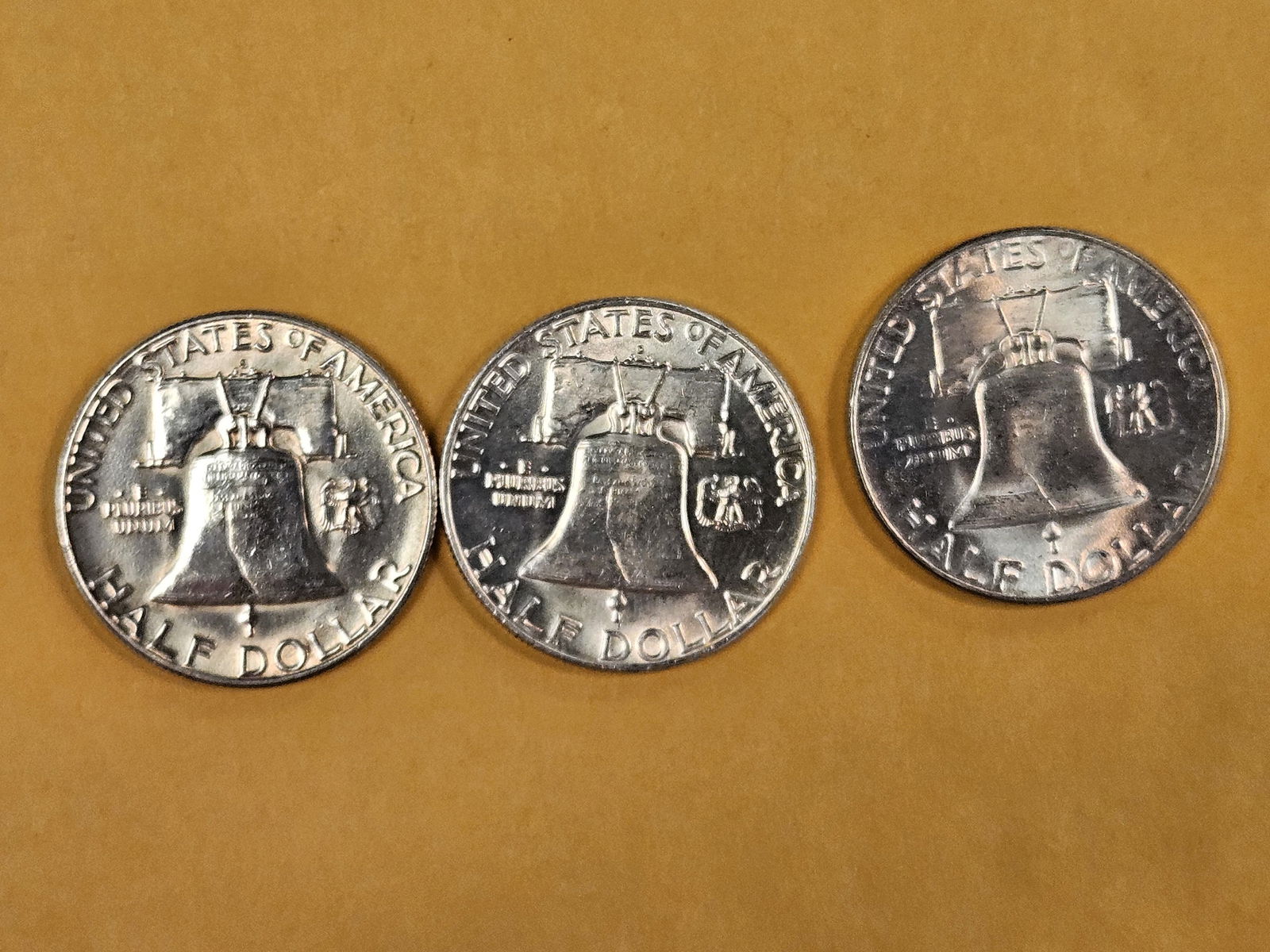 Three Choice Brilliant Uncirculated silver Franklin Half Dollars - 4
