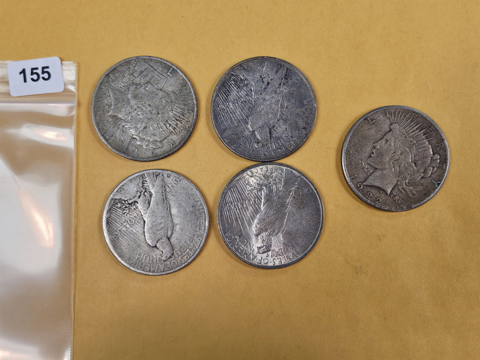 Five Peace silver Dollars: Circulated 