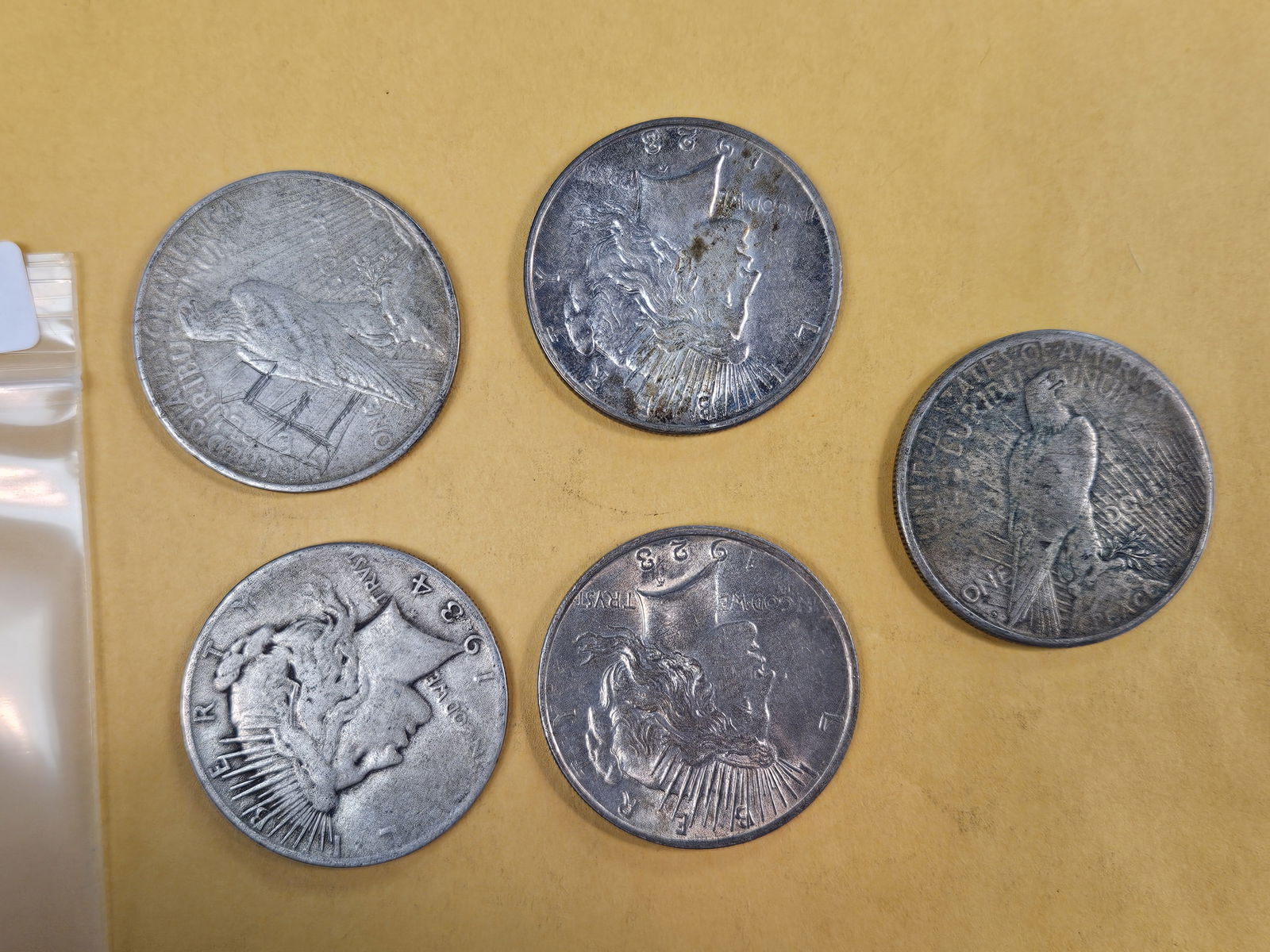 Five Peace silver Dollars - 2
