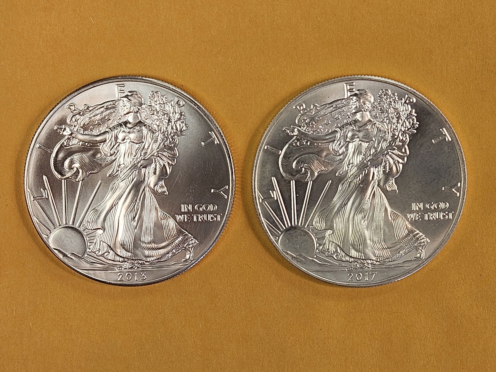 Two GEM Brilliant Uncirculated American Silver Eagles (1 of 2)