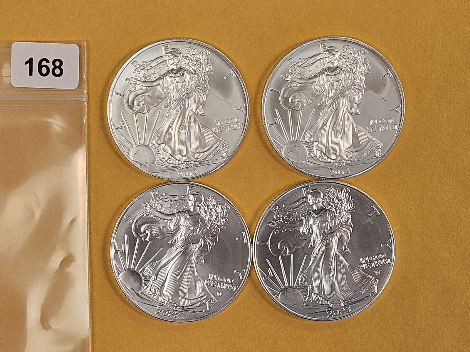 Four GEM Brilliant Uncirculated American Silver Eagles (1 of 2)