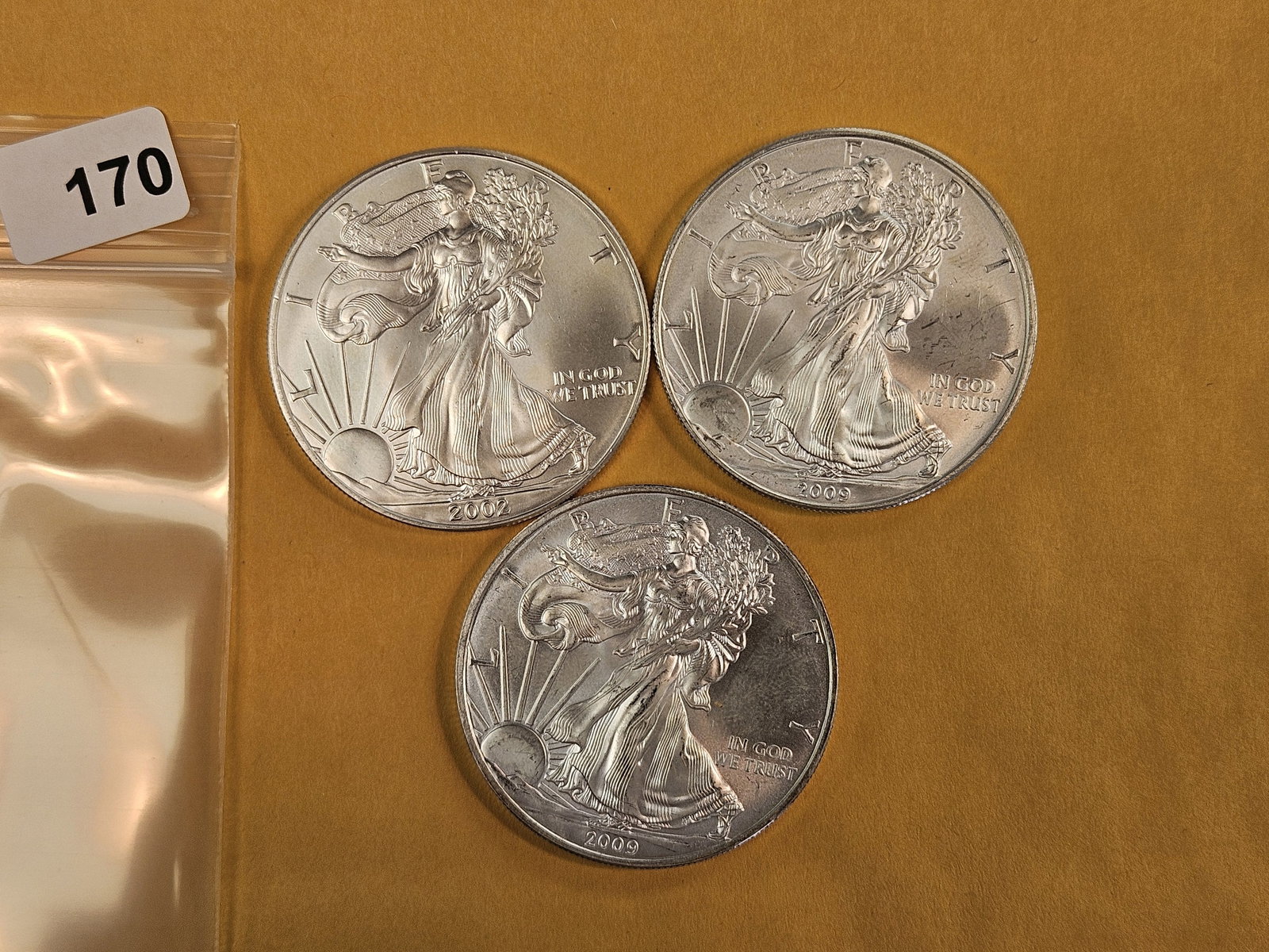 Three Brilliant Uncirculated American Silver Eagles: Mixed 