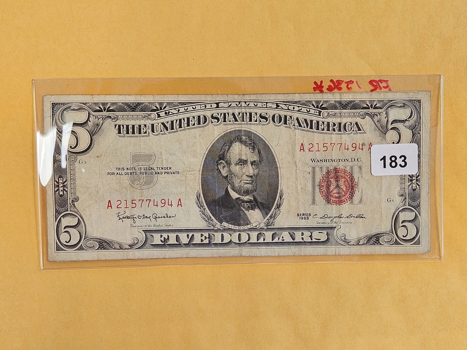 Two Series of 1963 Five Dollar Red Seal US Notes (1 of 2)