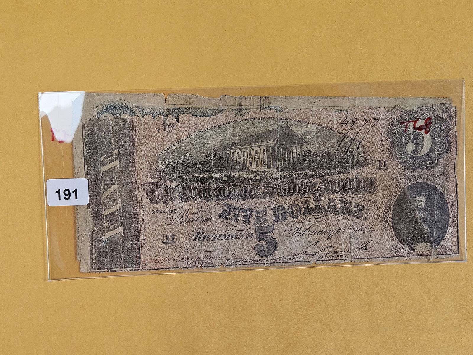 Five and twenty Confederate States of America Notes (1 of 2)