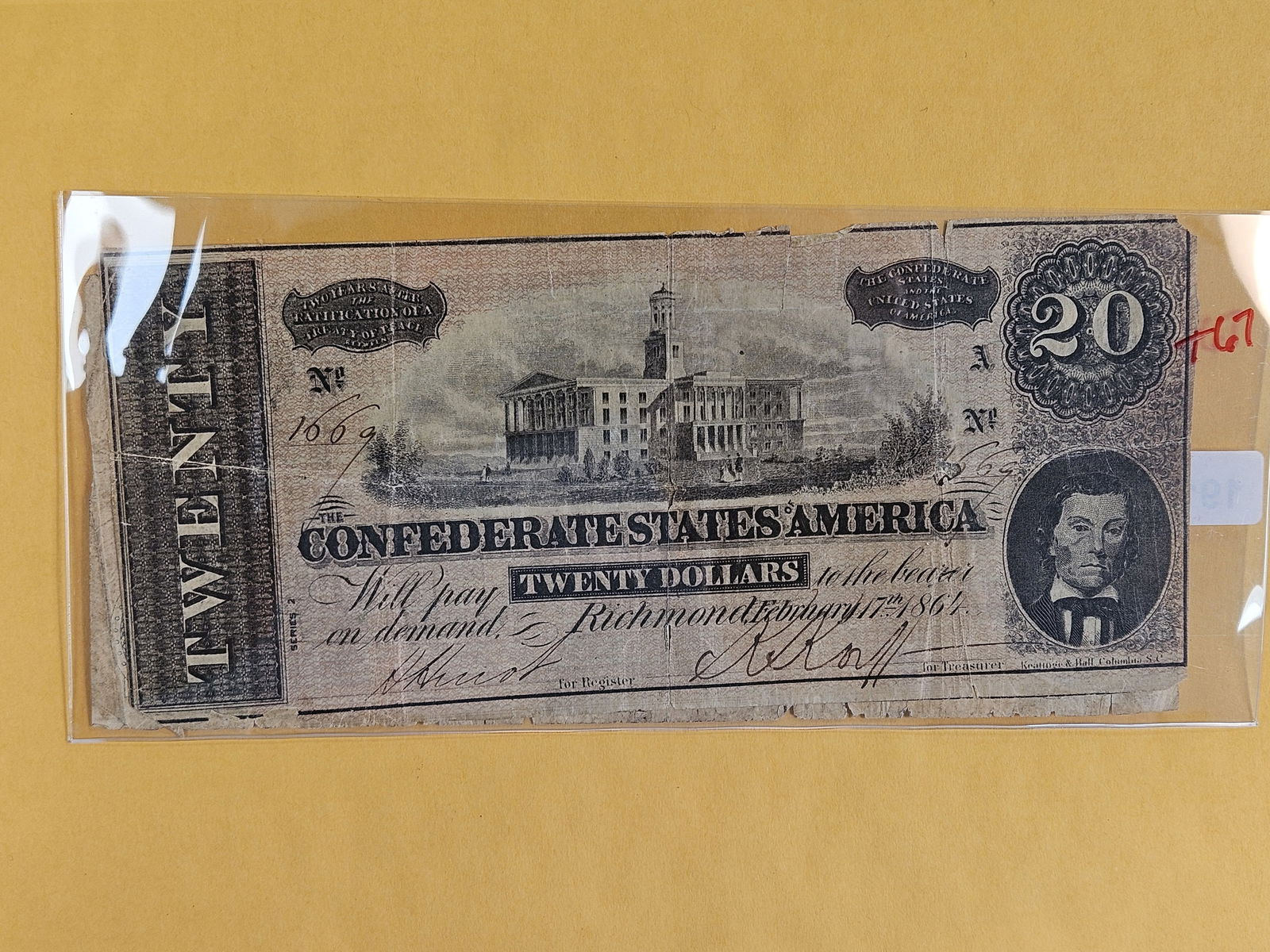 Five and twenty Confederate States of America Notes - 2
