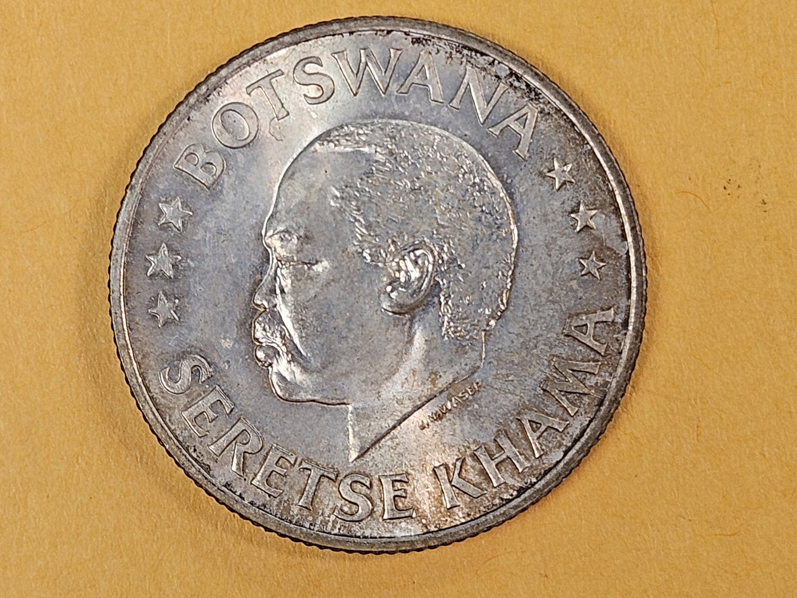 Choice Brilliant Uncirculated 1966 Botswana 50 cents: KM 1. 