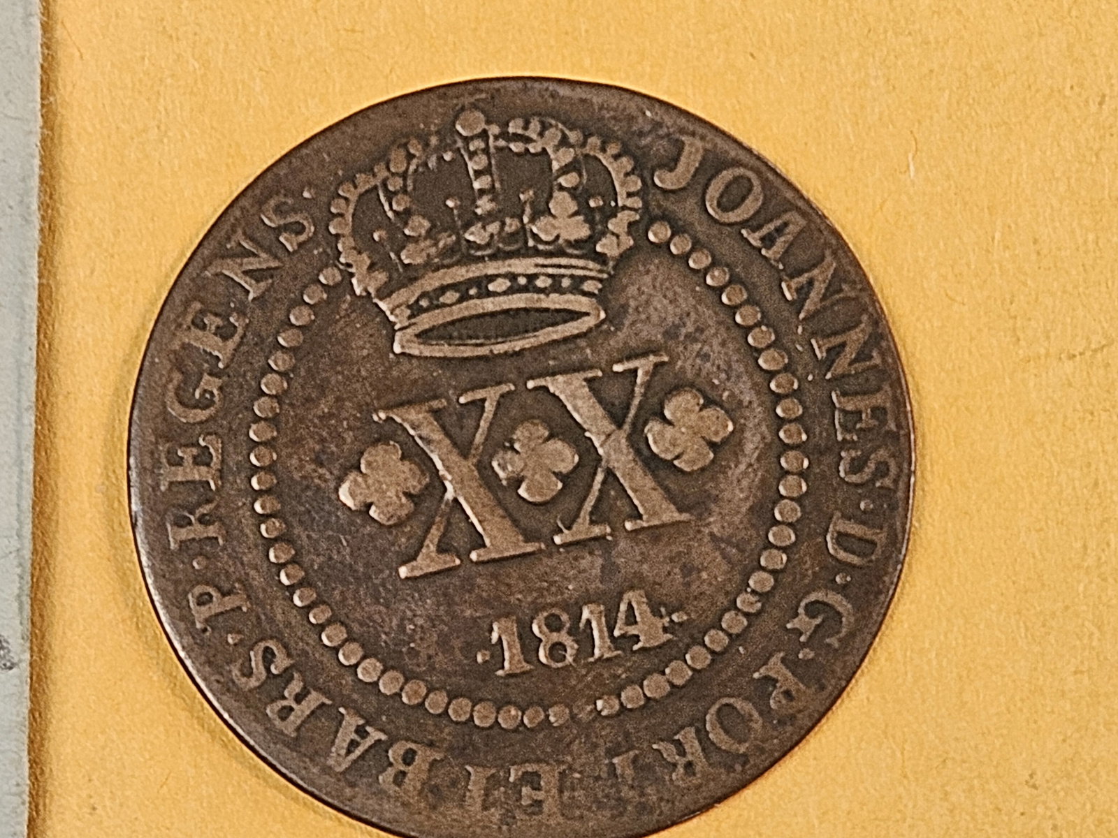 1814 Brazil XX reis in Very Fine: KM 233.3 