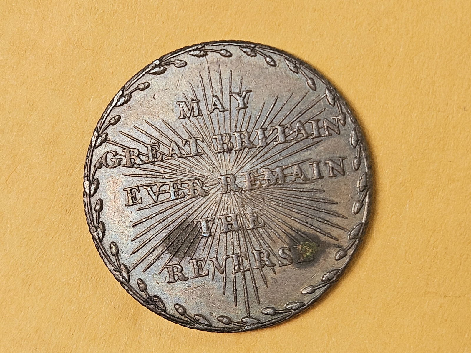 CONDER TOKEN! 1794 Copper half-penny token in XF plus: Map of France. Middlesex 