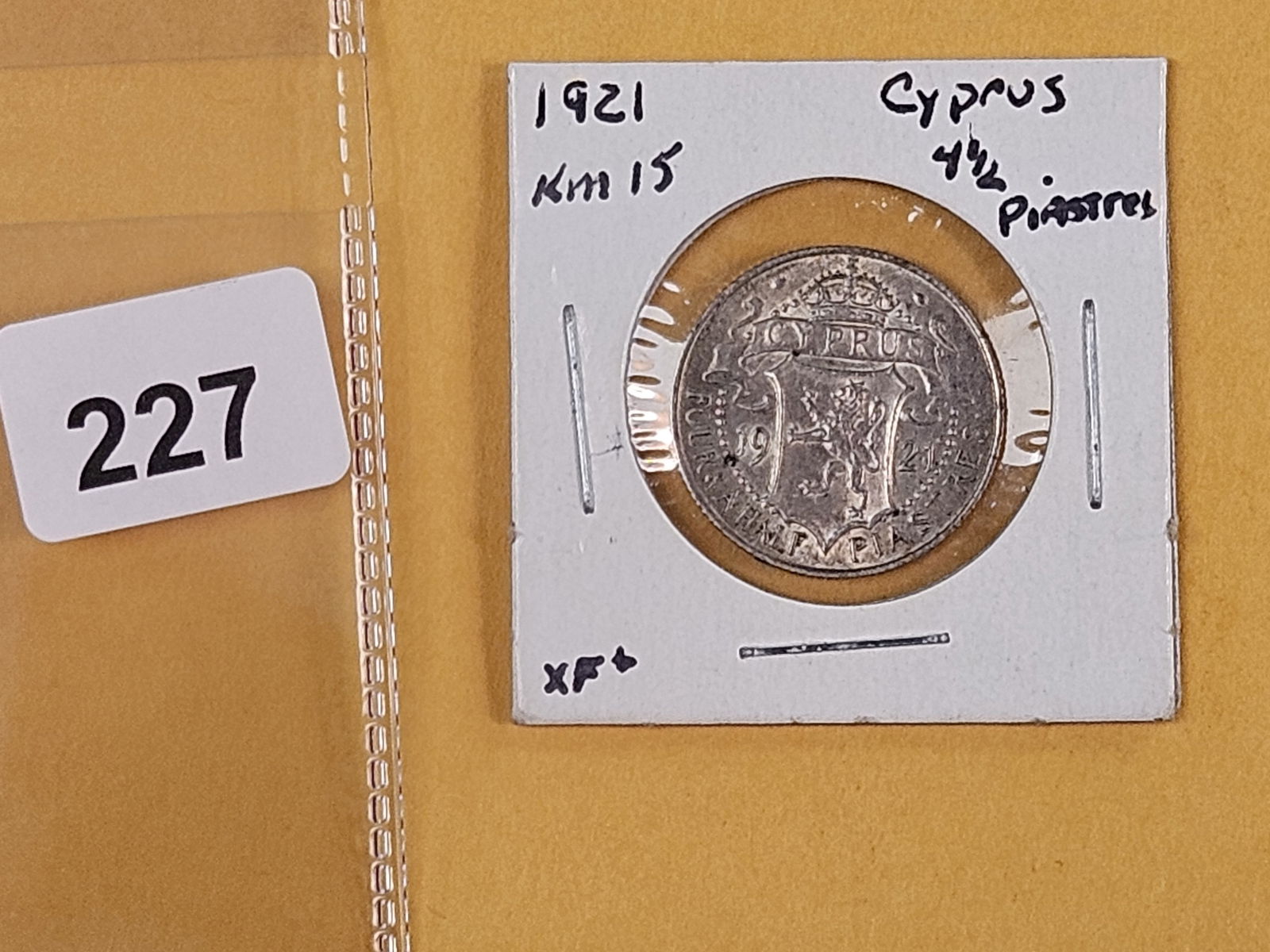 1921 Cyprus 4 and 1/2 piastres in Extra Fine plus - 2