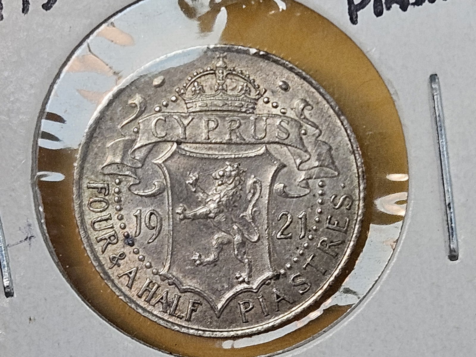 1921 Cyprus 4 and 1/2 piastres in Extra Fine plus - 3