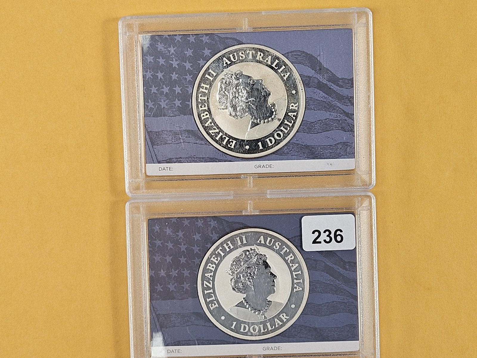 Two GEM Proof Australia Silver Dollars