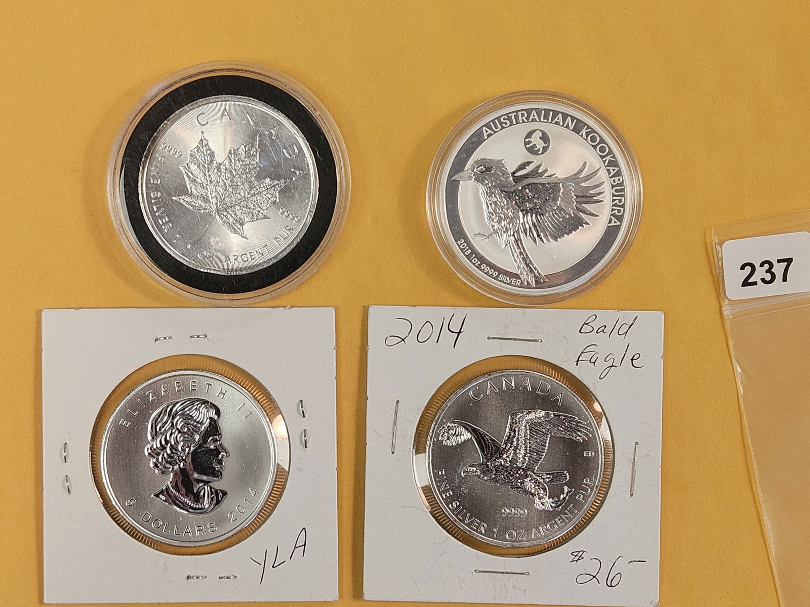 Four mixed GEM Canadian Silver Dollars - 2