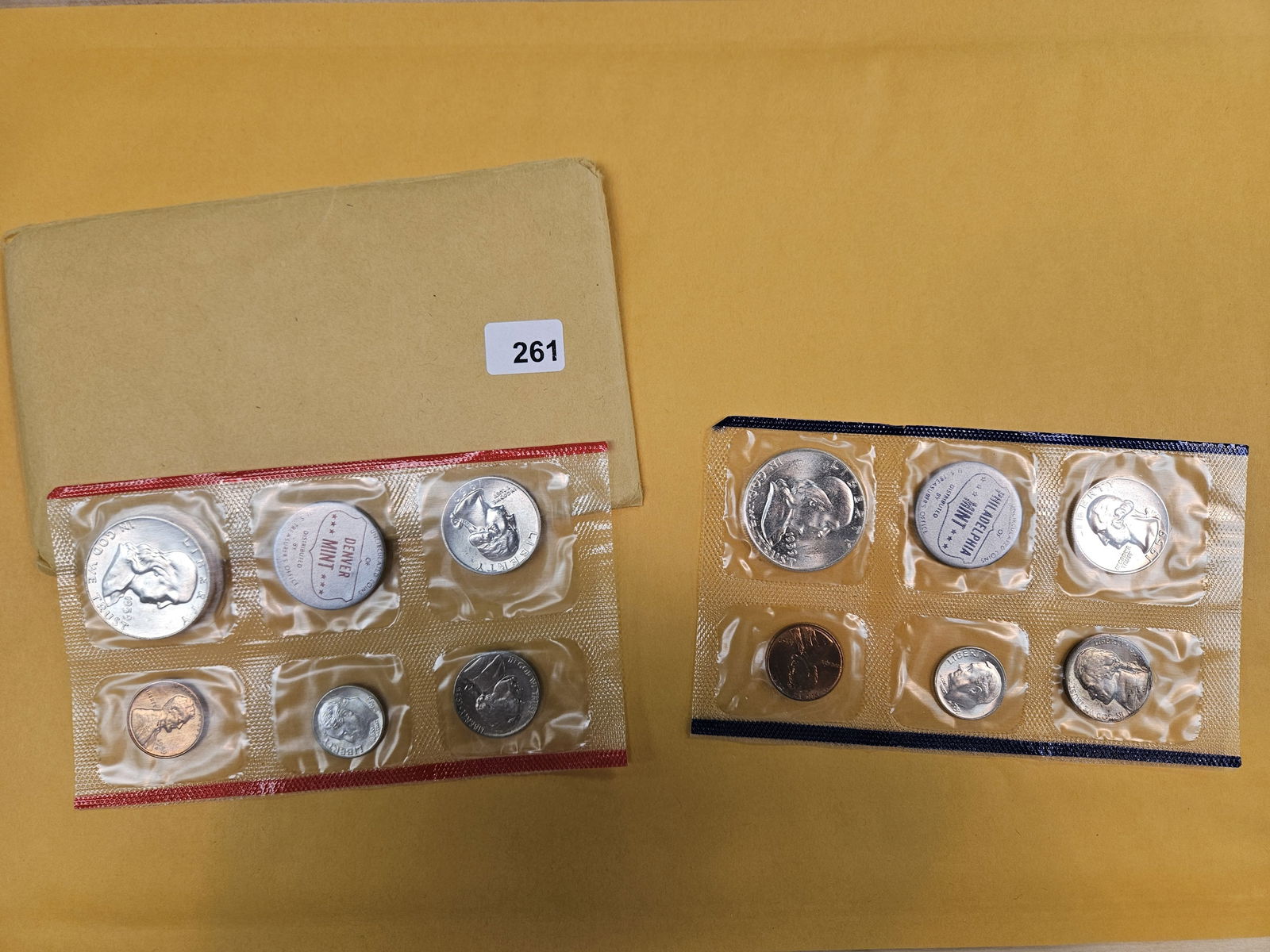 Variety! GEM 1959 US Silver Mint Set in OGP: Has the TYPE B Washington Quarter Reverse 