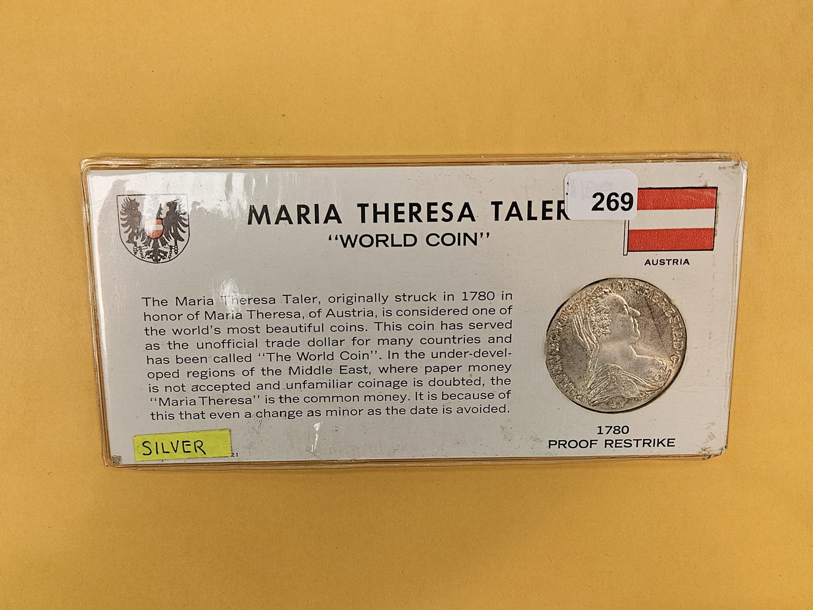 Maria Theresa Silver Taler: In educational card 