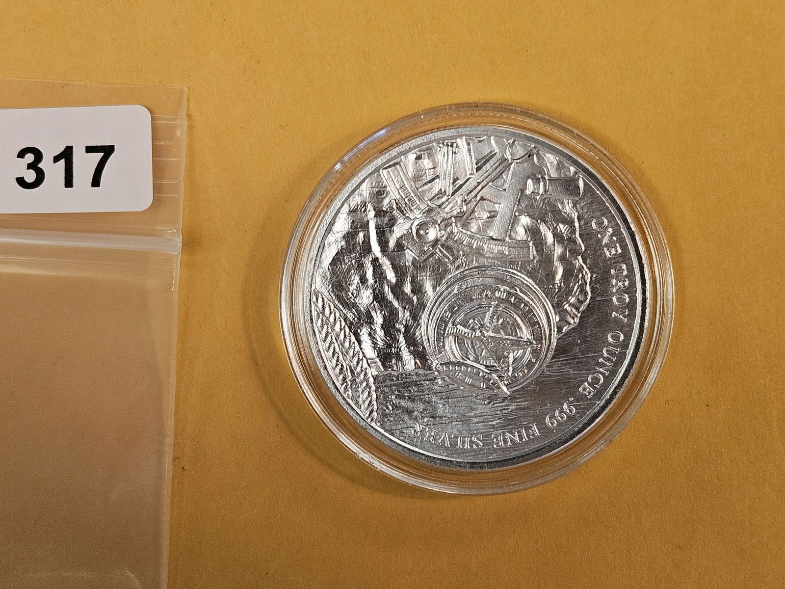 One Troy ounce .999 fine silver art round: Prospector 