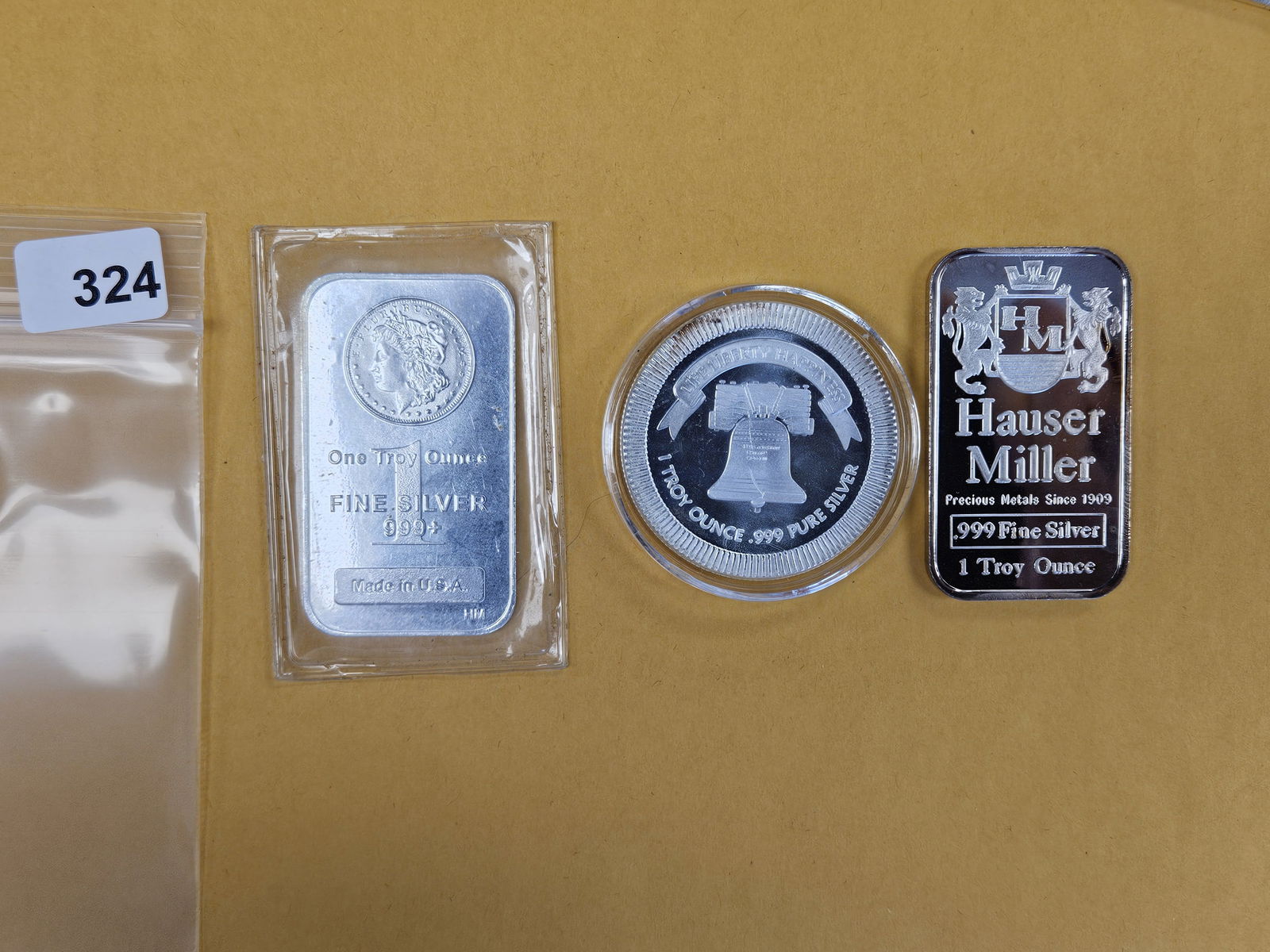 Three 1-troy ounce .999 fine silver art pieces: Mixed. 