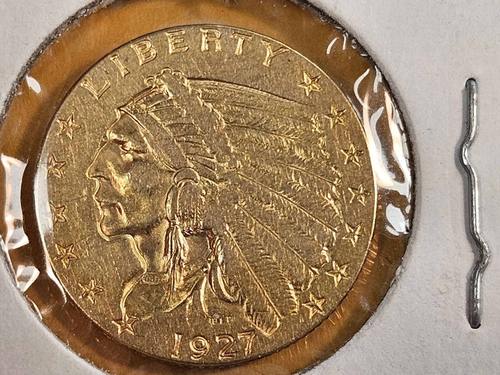 GOLD! Brilliant About Uncirculated - details 1927 Indian Head Gold $2.5 Dollars (1 of 4)