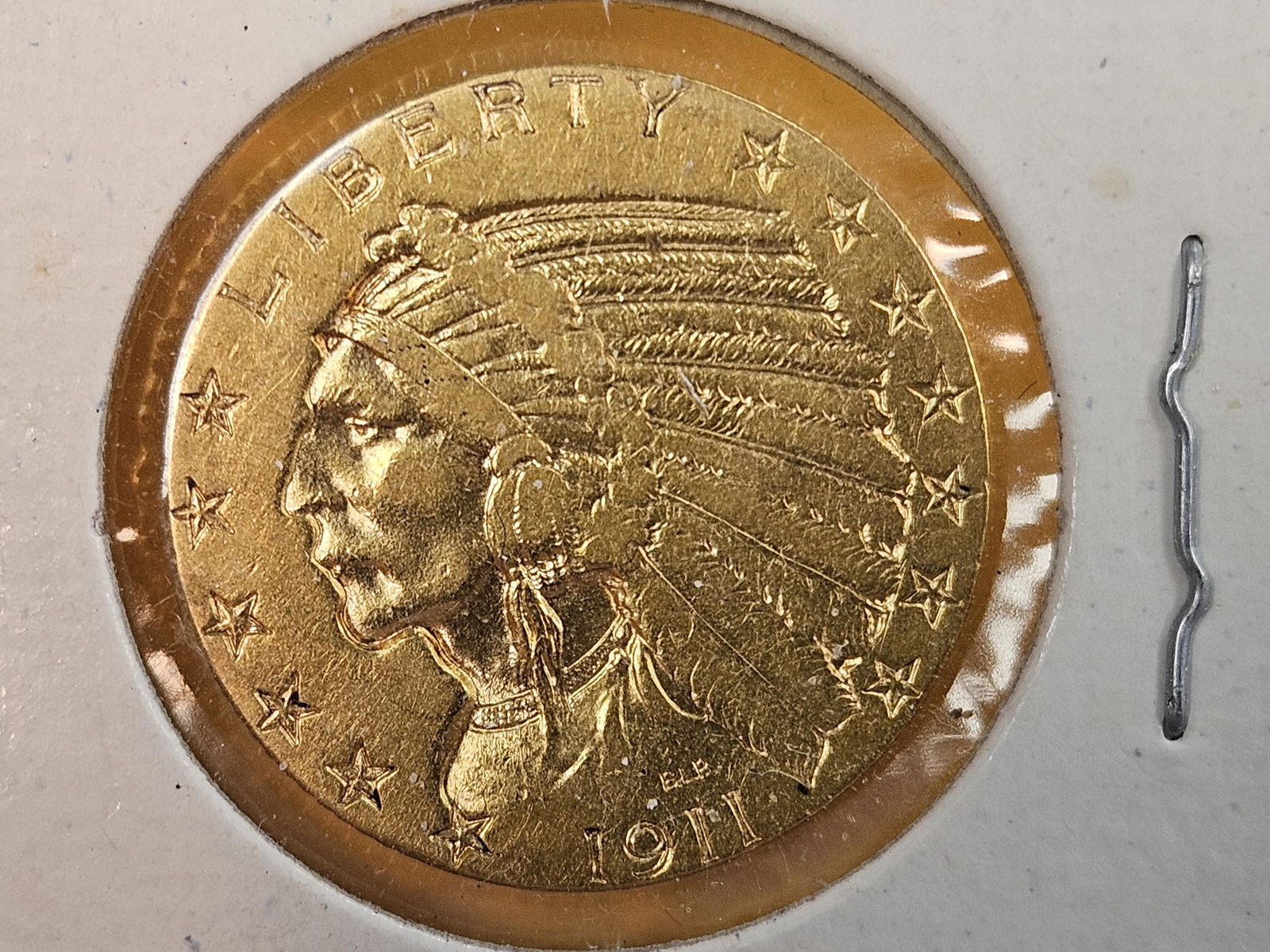 GOLD! Brilliant 1911-S Indian Head Gold Five Dollars (1 of 4)