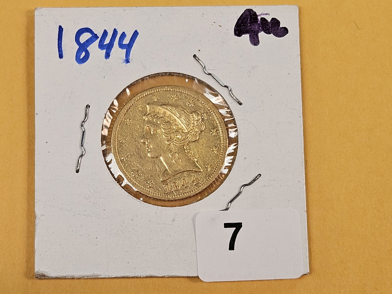 GOLD! Better Date Brilliant About Uncirculated 1844 Gold Liberty Head Five Dollars - 2