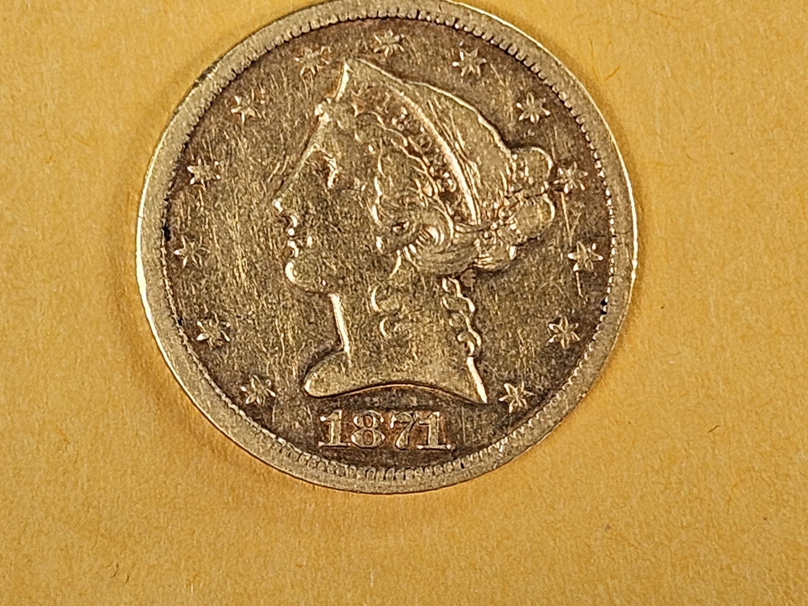 GOLD! Better Date 1871-S Gold Liberty Head Five Dollars (1 of 6)