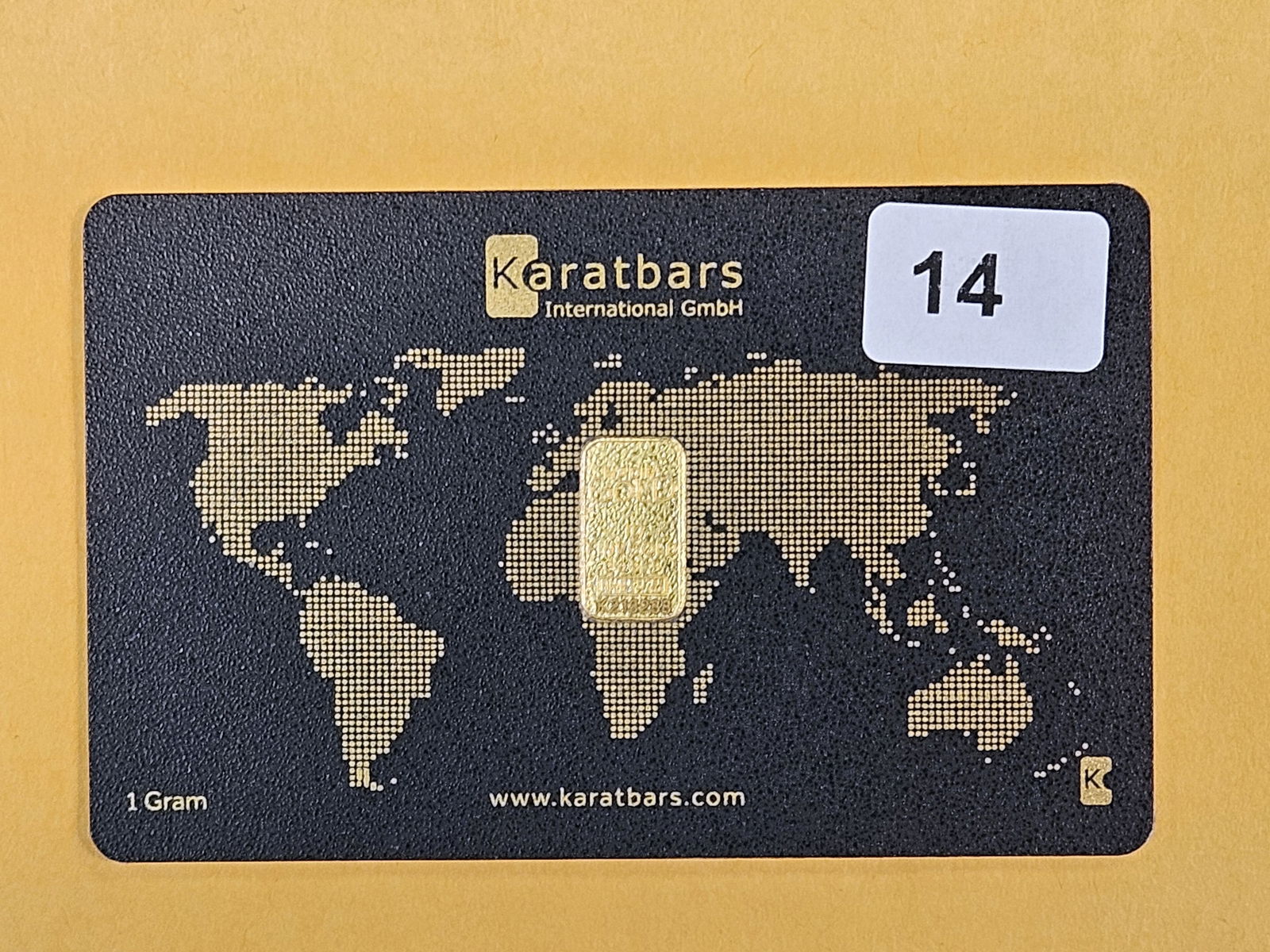 GOLD! KARATBARS One Gram .9999 fine gold bar: In assay holder