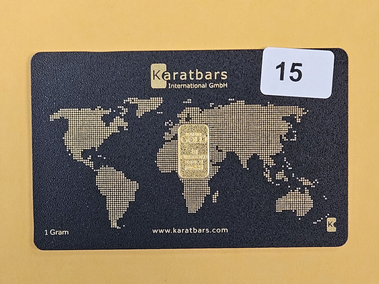 GOLD! KARATBARS One Gram .9999 fine gold bar: In assay holder 