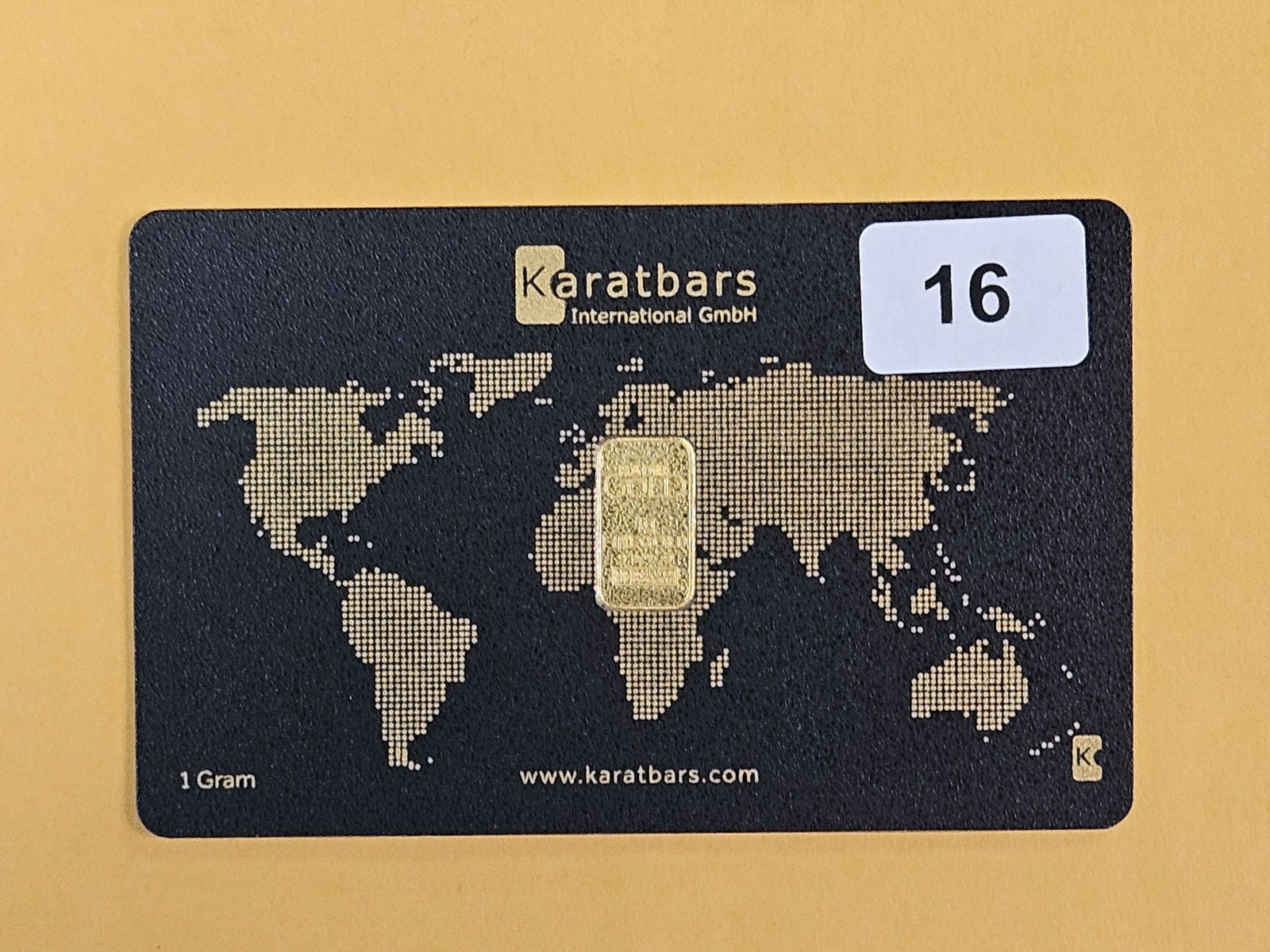 GOLD! KARATBARS One Gram .9999 fine gold bar: In assay holder 