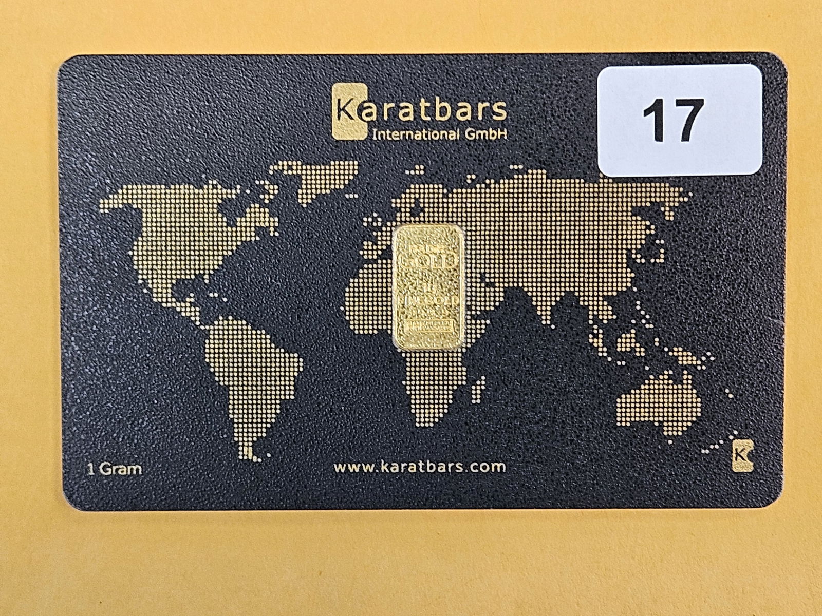 GOLD! KARATBARS One Gram .9999 fine gold bar: In assay holder 