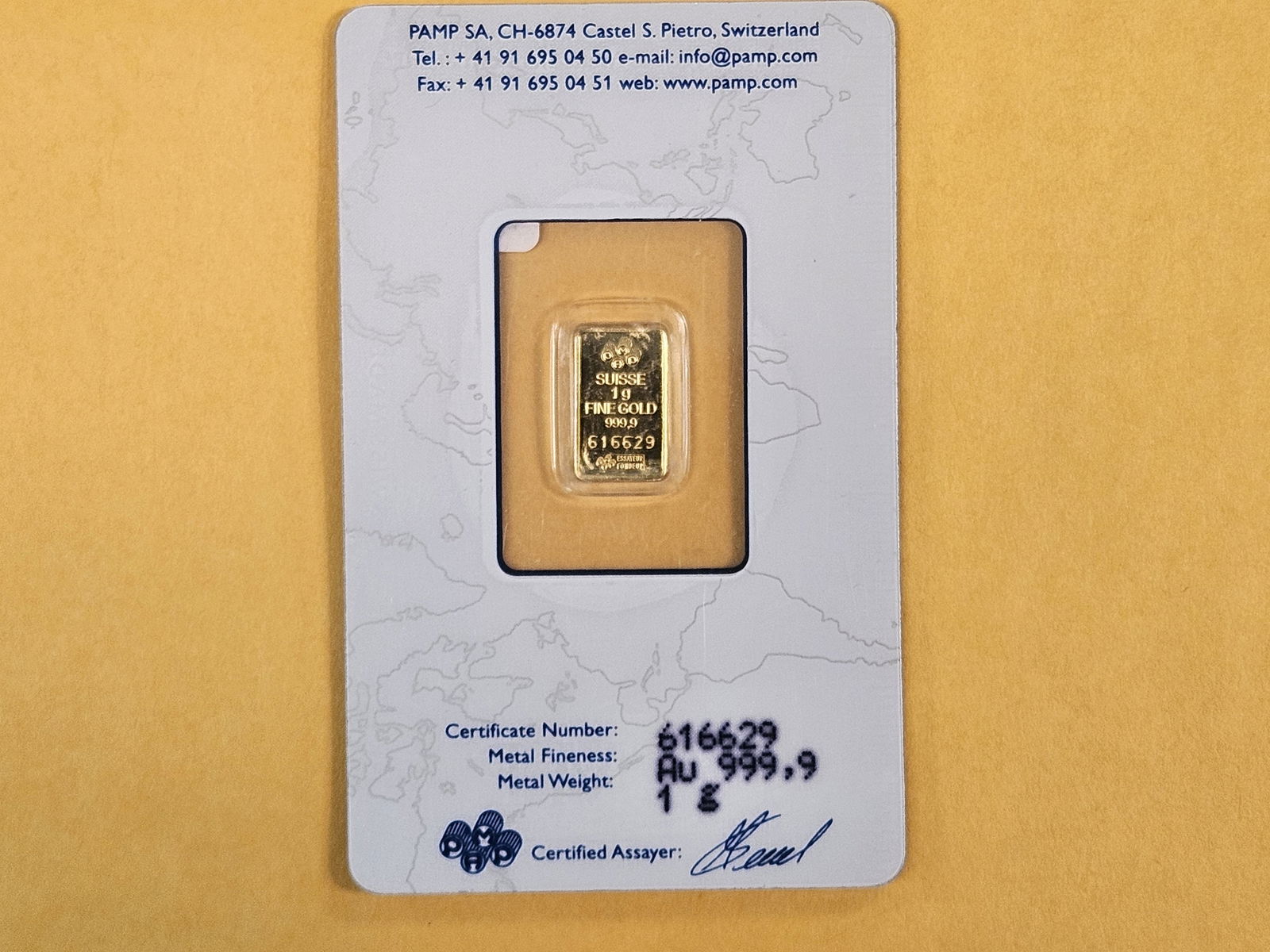 GOLD! PAMP SUISSE One Gram .9999 fine gold bar - 2