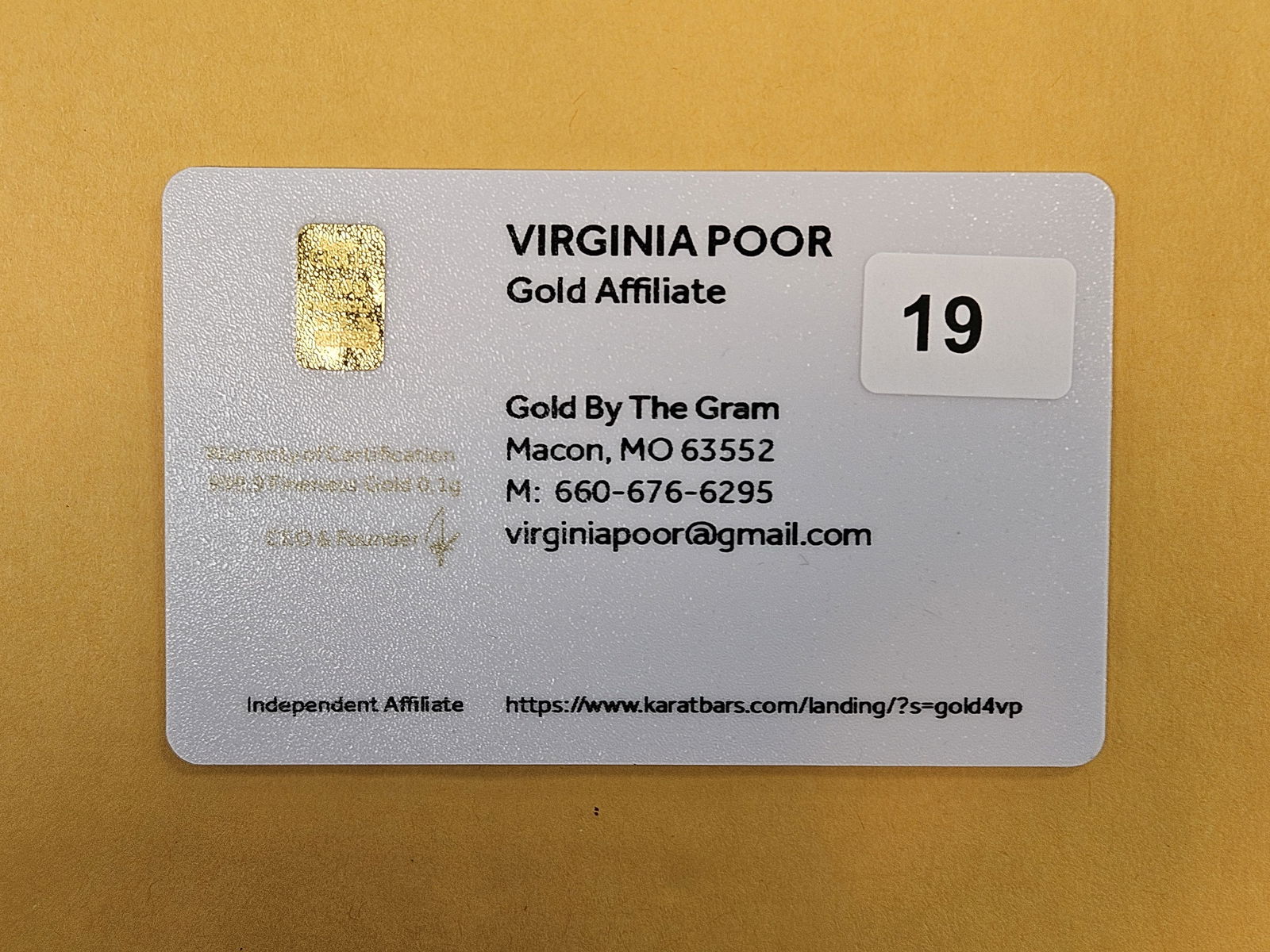 GOLD! KARABARS .1 Gram .9999 fine gold bar: That's one-tenth gram gold bar 
