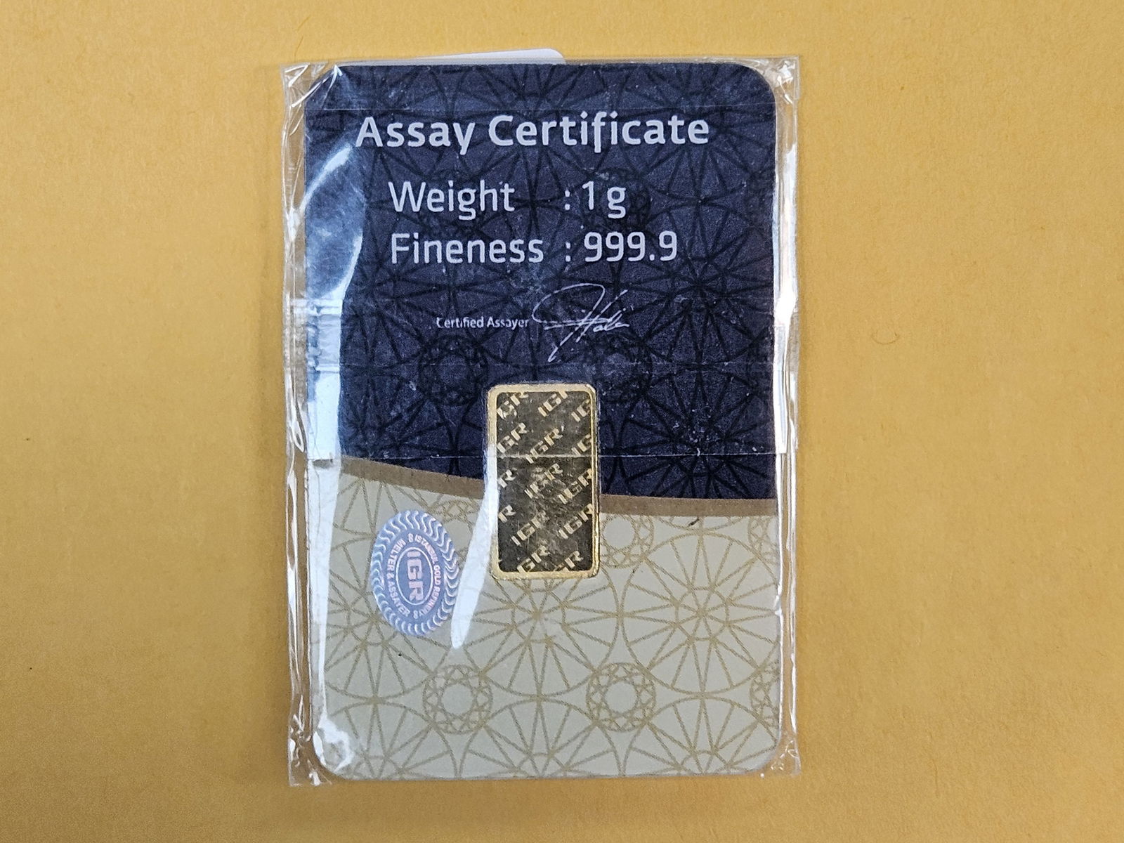 GOLD! IGR One Gram .9999 fine gold bar - 2