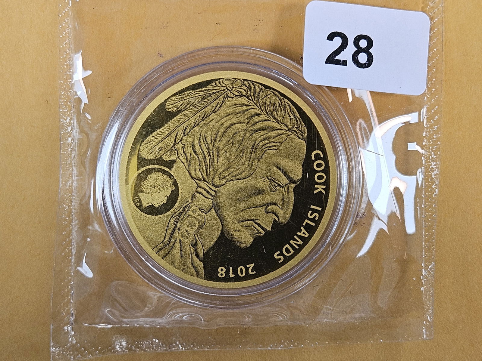 GOLD! GEM Proof 2018 Cook Islands Gold Five Dollars: Tribute to the United States Copy