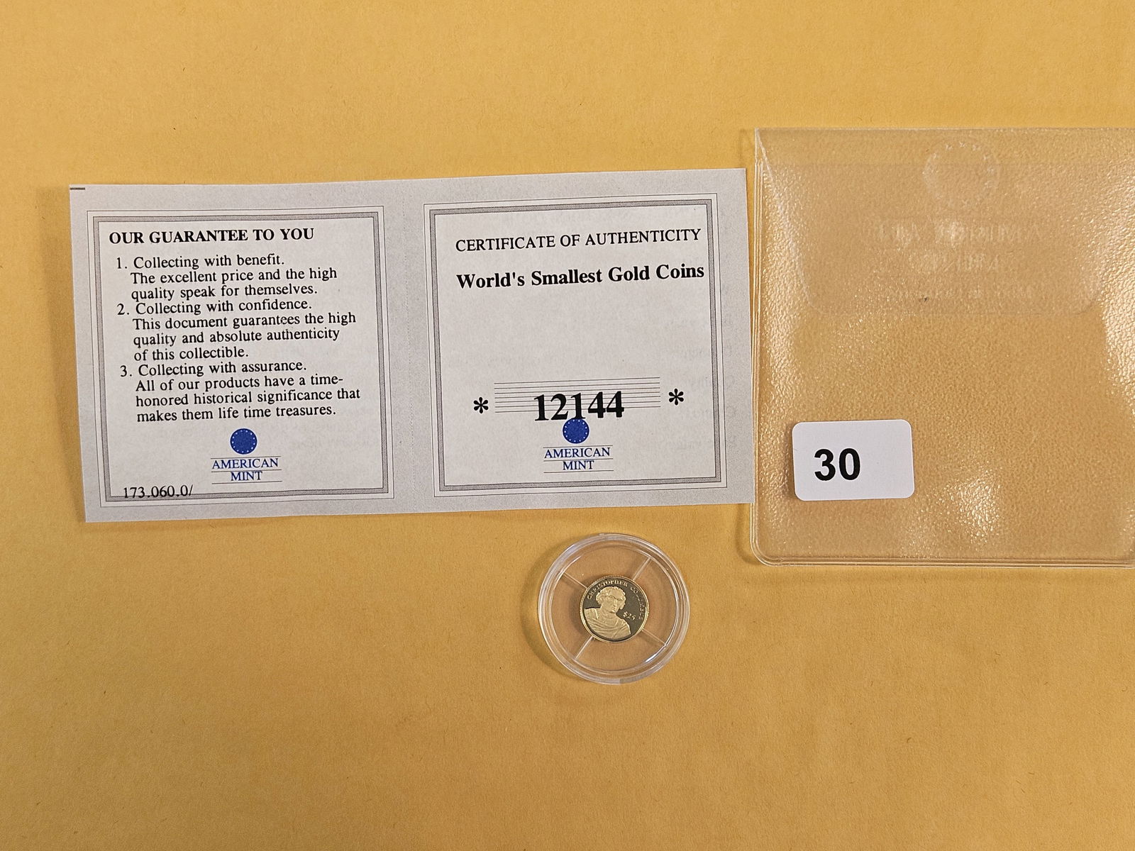GOLD! GEM Proof Deep Cameo GOLD 2000 Republic of Liberia 25 Dollars: World's Smallest Gold coins