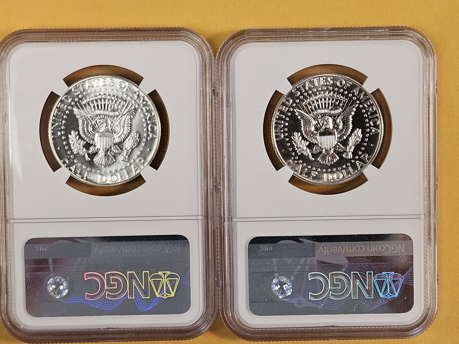Two Superb GEM, NGC-graded, silver Kennedy Half Dollars - 2
