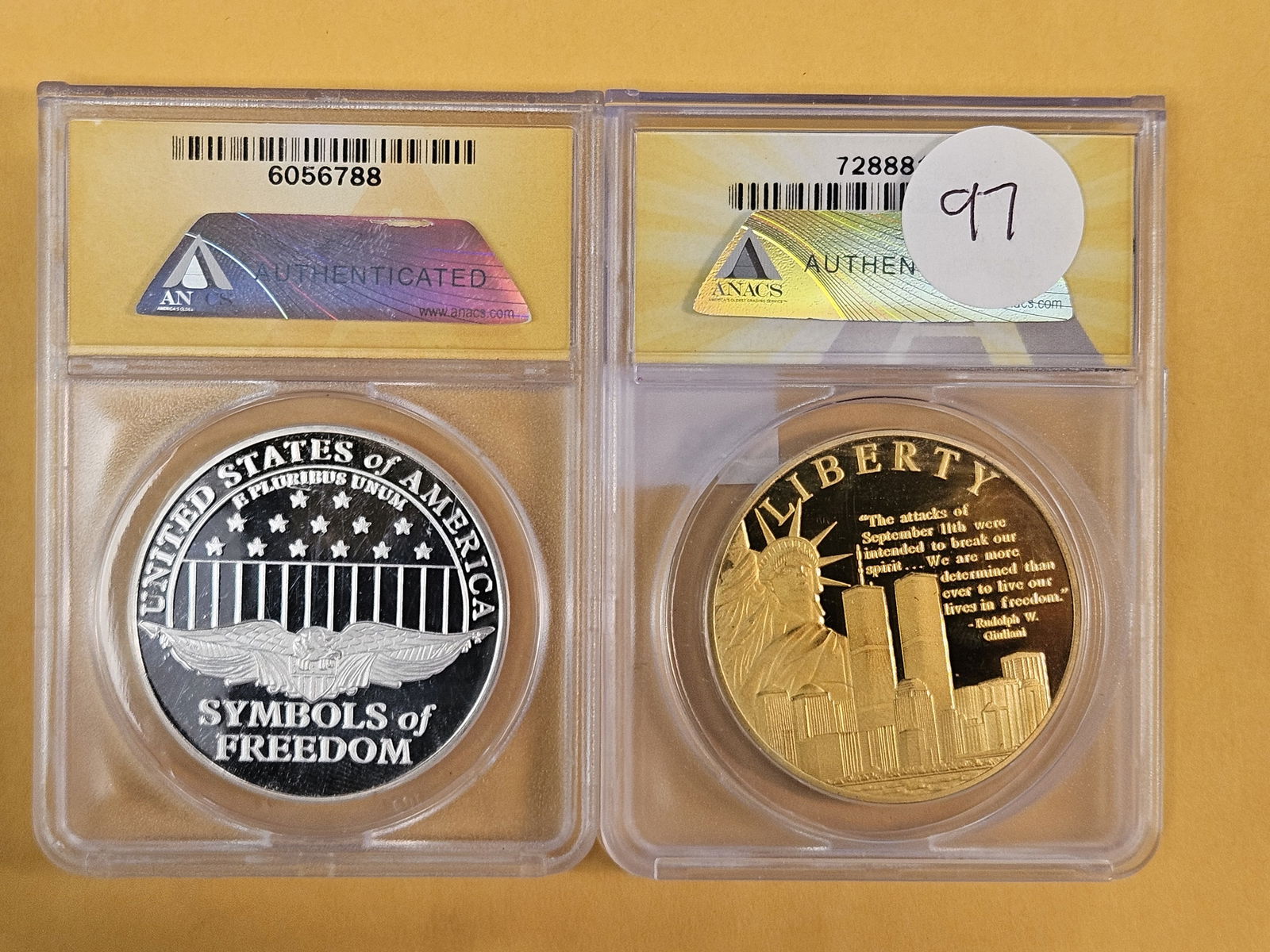 Two Near-Perfect ANACS-graded No-Date medals - 2